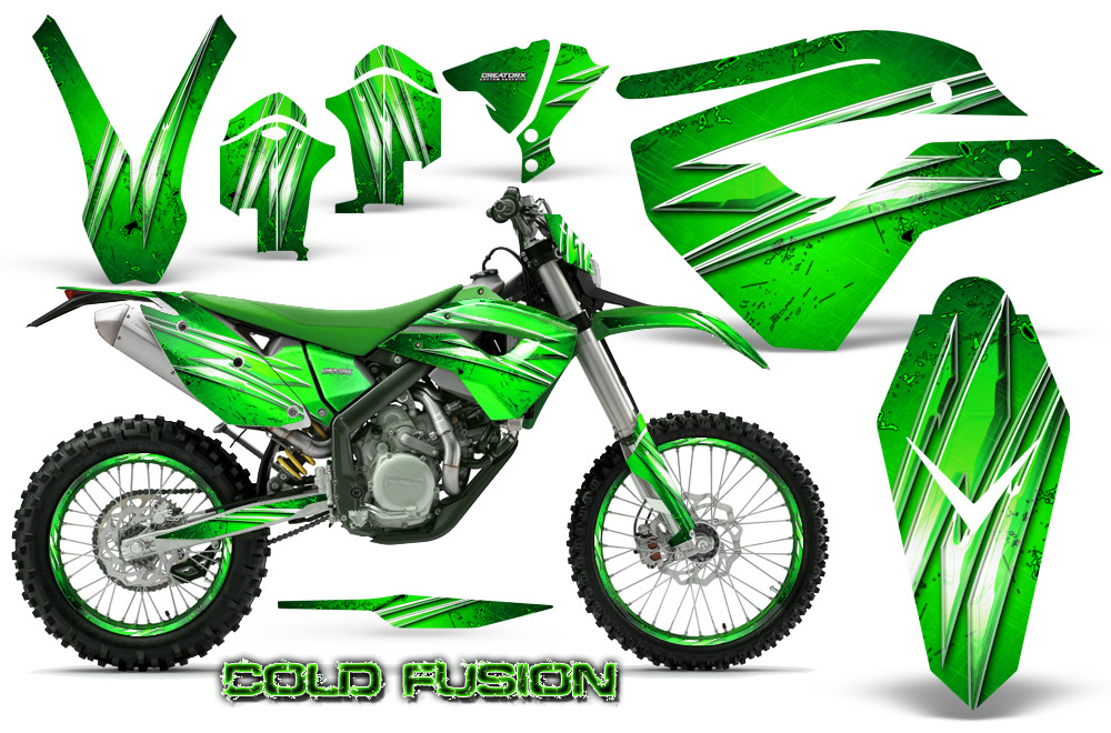 Husaberg FE570 Enduro 2010 Graphics Kit Cold Fusion Green NP Rims